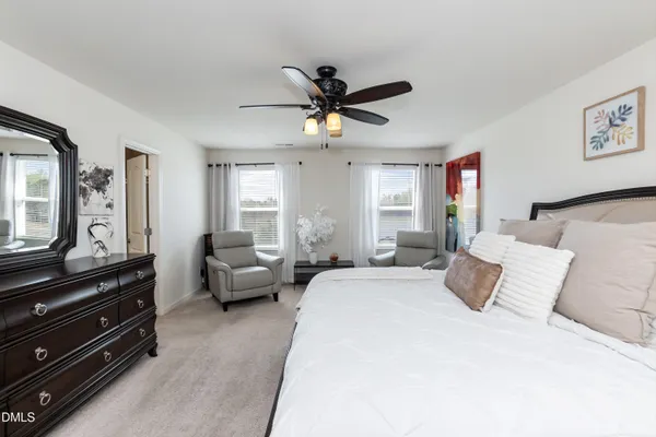 a bedroom with a bed and furniture