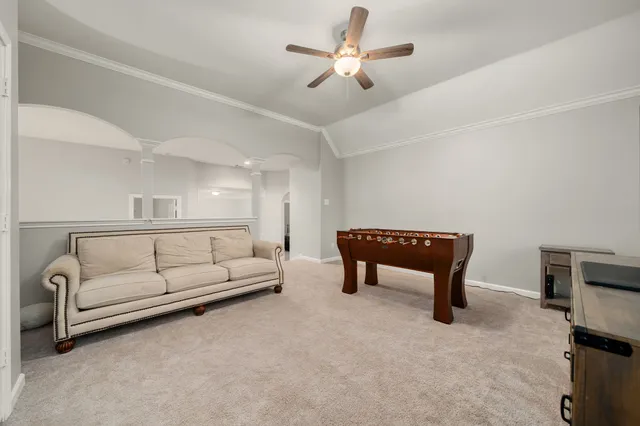 a living room with furniture