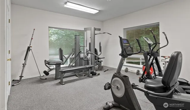 a view of a room with gym equipment