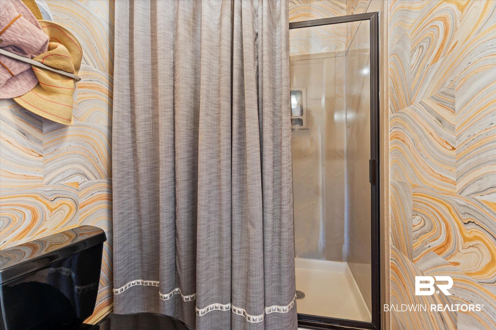 2905 Riverview Pointe Drive South Theodore, AL 36582 - Photo 19 of 44 Bathroom with a shower stall and wallpapered walls