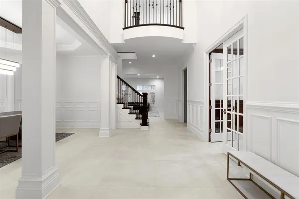 a view of an entryway with stairs