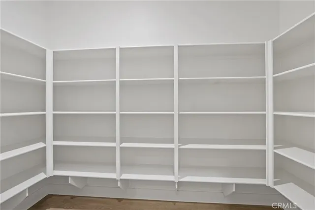 a view of an empty room with empty racks