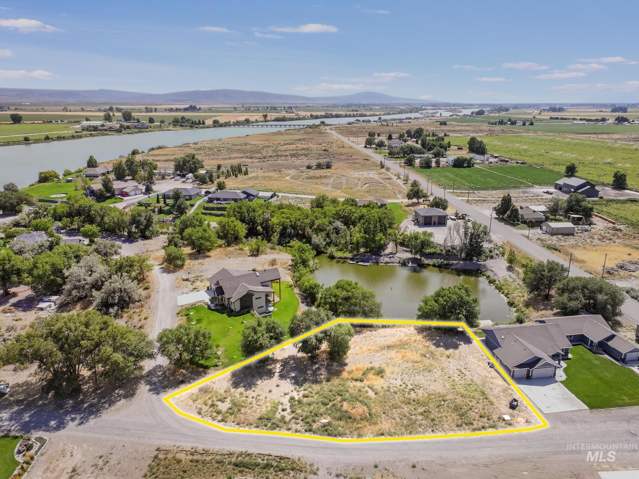 Tbd Tbd Rupert, ID 83350 - Photo 9 of 26 Overview of rural landscape featuring a water and mountain view and property boundaries highlighted