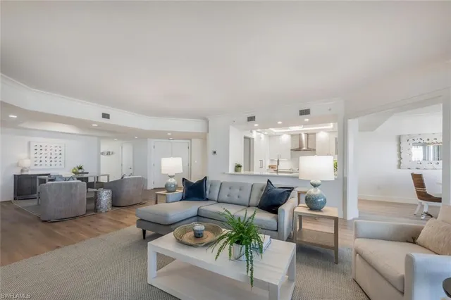 a living room with furniture potted plant and a window