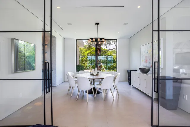 a view of a balcony with hardwood