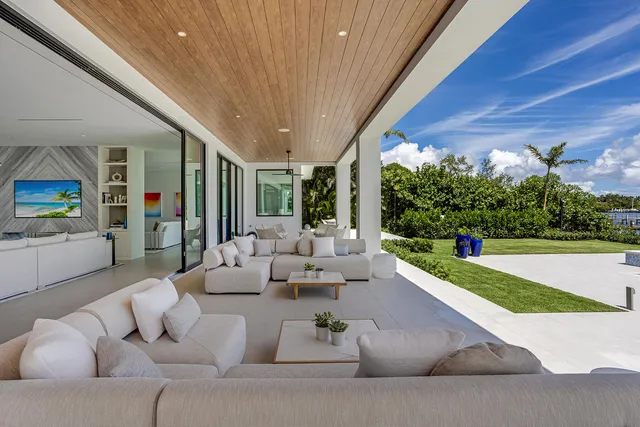 a view of roof deck with furniture