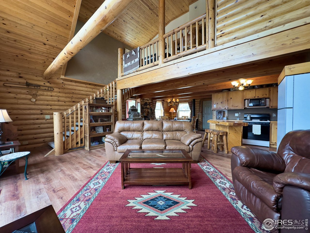 3676 Cherokee Meadows Road Livermore, CO 80536 - Photo 11 of 43 a living room with furniture and a fireplace