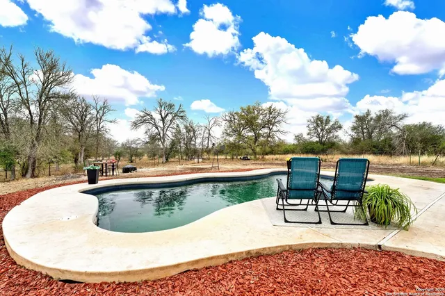 a building outdoor space with patio furniture