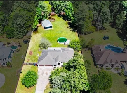 an aerial view of a house