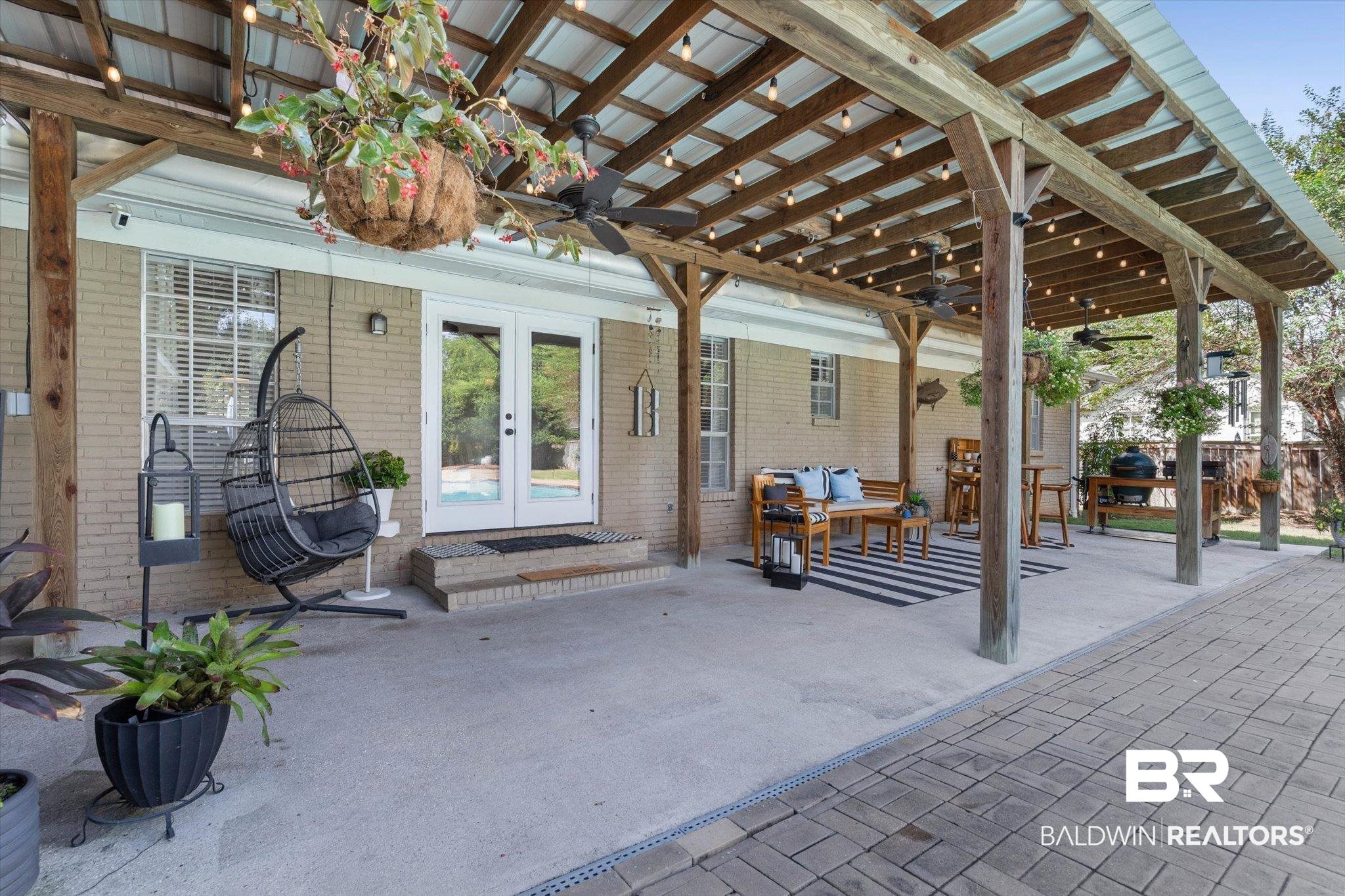 254 Woodlands Avenue Mobile, AL 36607 - Photo 34 of 50 View of patio / terrace with ceiling fan and french doors