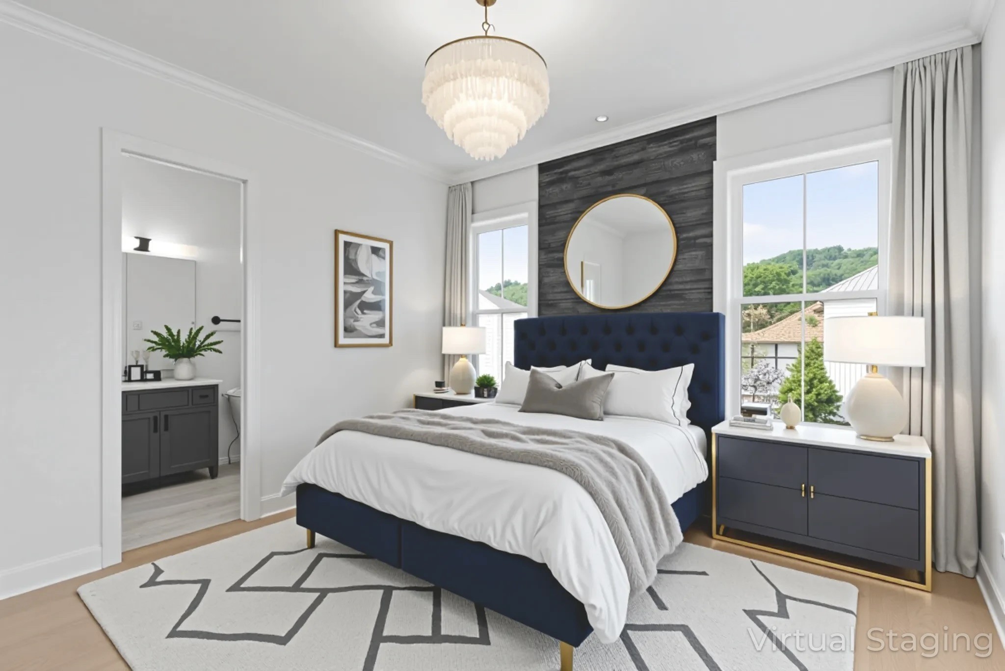 9917 Elland Road Brentwood, TN 37027 - Photo 56 of 99 a bedroom with a bed mirror and a window