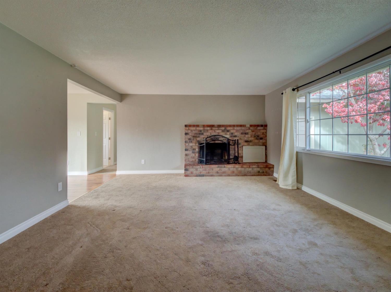 Living room with fireplace.
