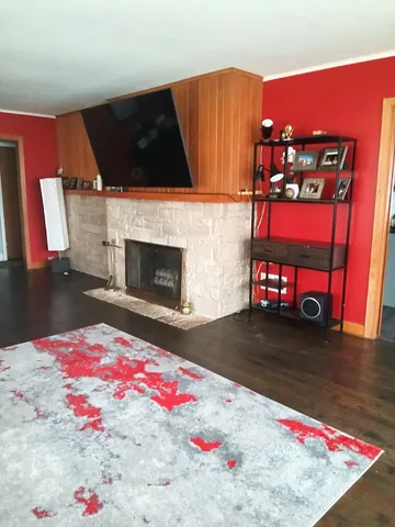 a view of a fireplace in a room