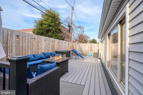 a view of a balcony with couch