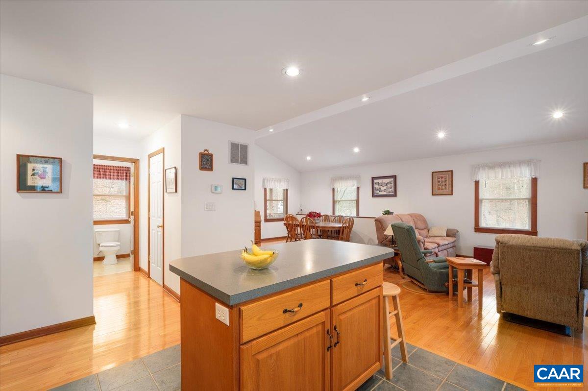 1411 Hill Hollow Road Faber, VA 22938 - Photo 12 of 50 a living room with stainless steel appliances granite countertop a couch and a dining table with wooden floor