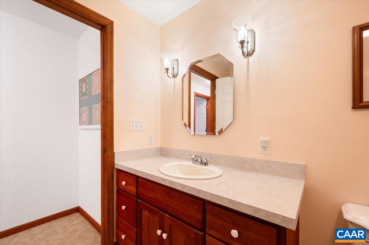 1411 Hill Hollow Road Faber, VA 22938 - Photo 30 of 50 a bathroom with a sink a light fixture and a mirror