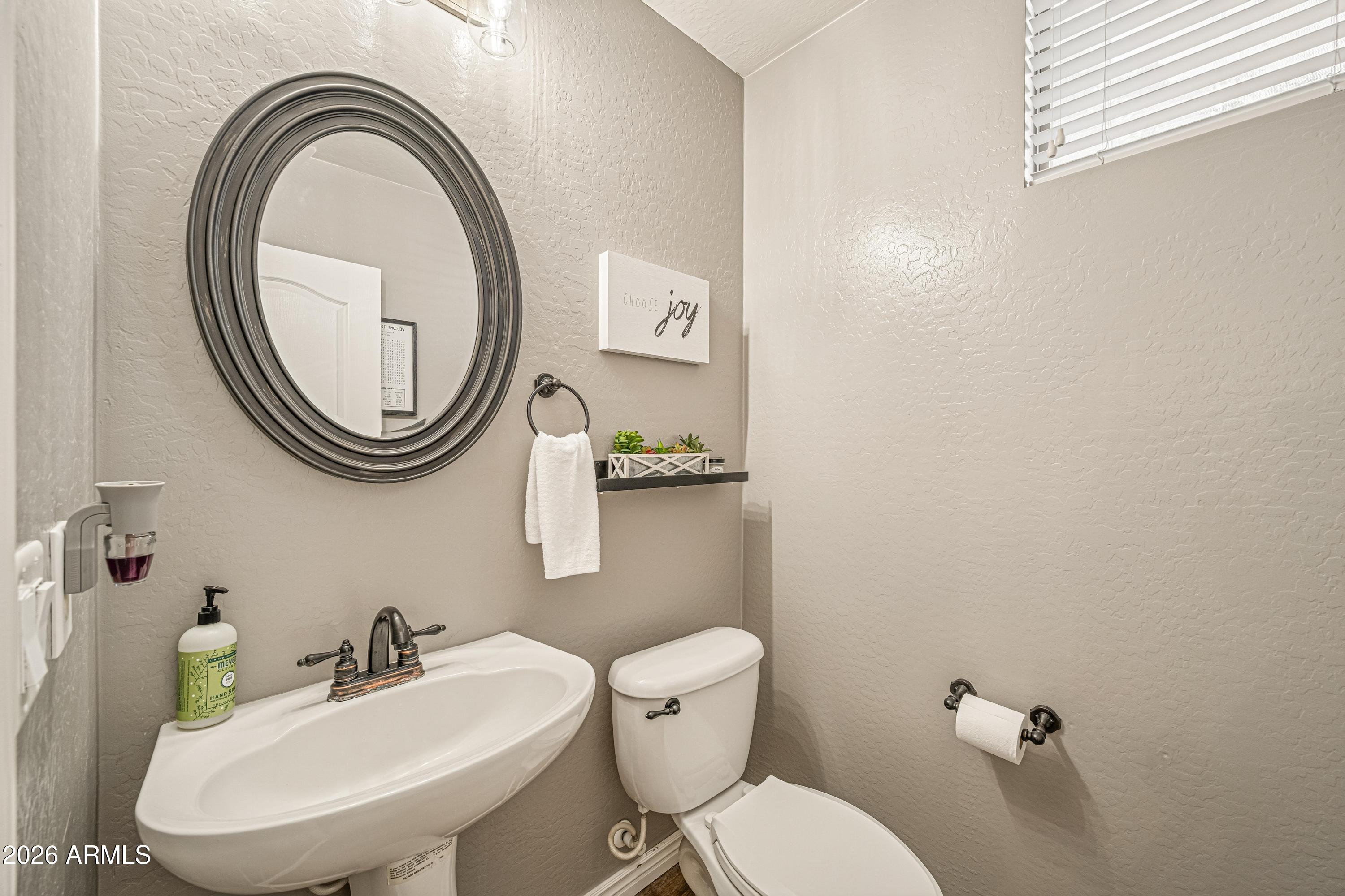 3942 South Mandarin Way Gilbert, AZ 85297 - Photo 11 of 32 a bathroom with a toilet a sink and mirror