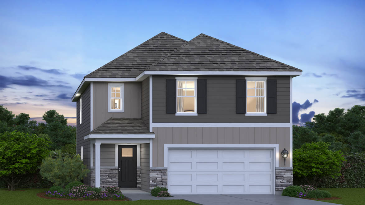 front view of a house with a yard