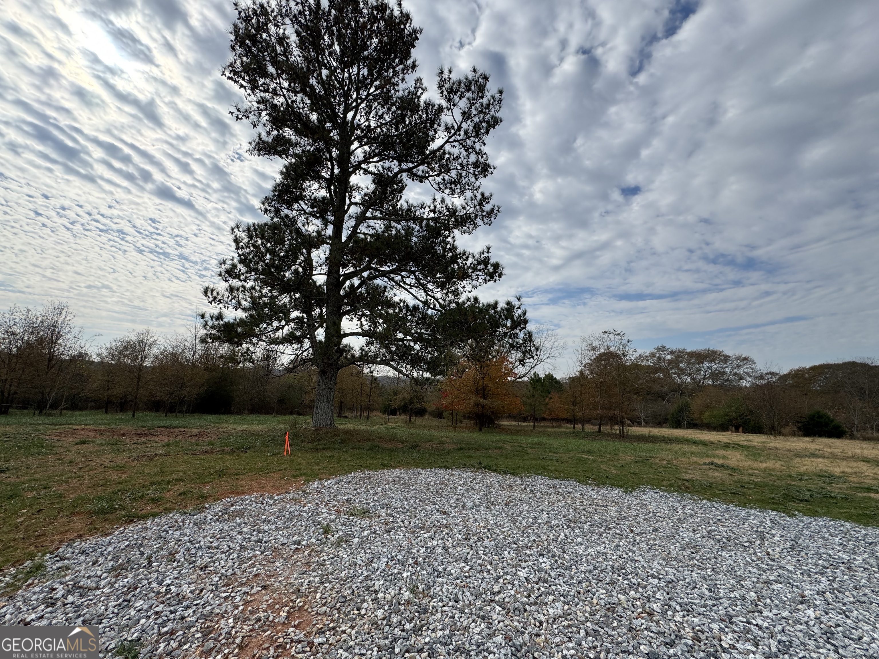 a view of a lake with a yard