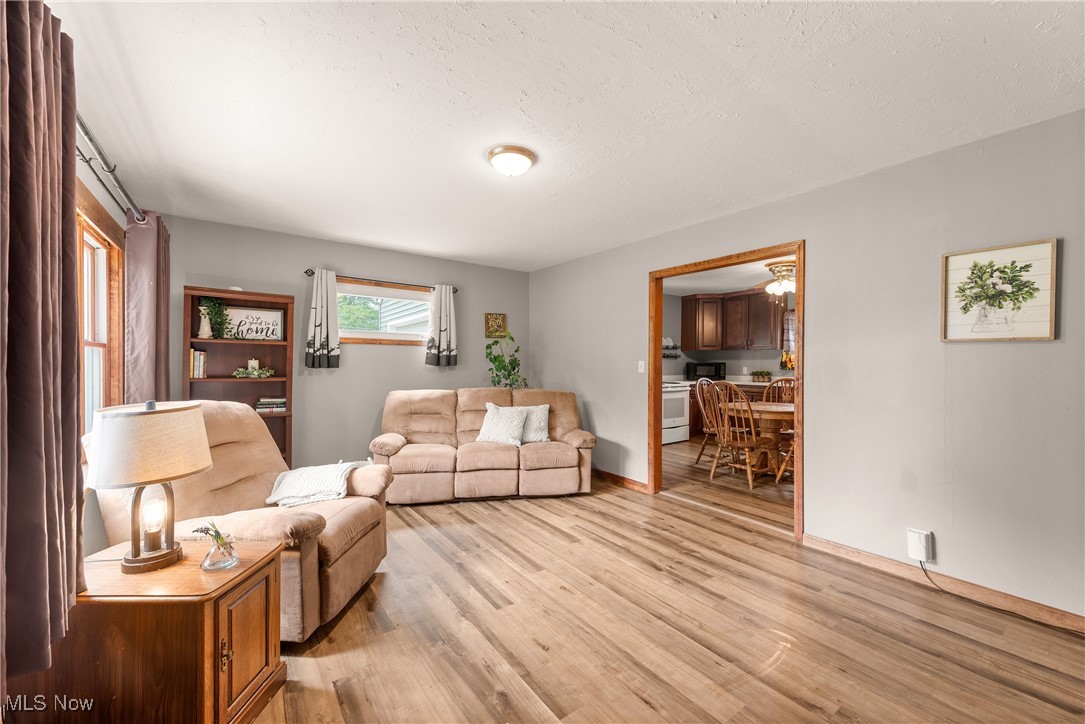 14808 Wheeler Road Lagrange, OH 44050 - Photo 13 of 50 Living area with light wood finished floors and a textured ceiling