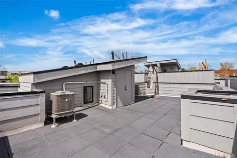 a view of a terrace with sky view