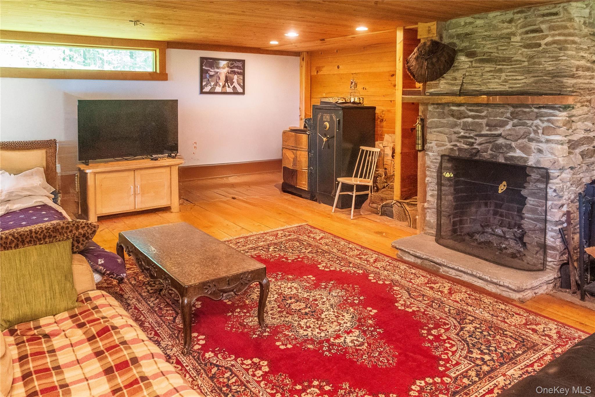 885 Grandview Road Hancock, NY 13783 - Photo 33 of 45 a living room with furniture flat screen tv and a fireplace