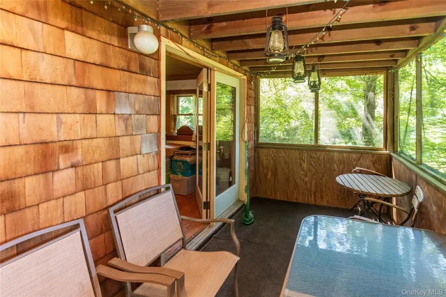 a view of a patio with swimming pool
