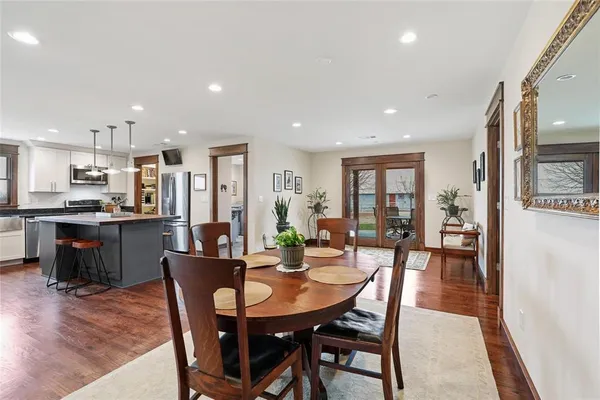 a view of a dining area with furniture
