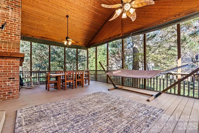 a view of a porch with furniture