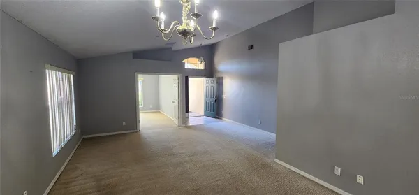a view of a livingroom with a chandelier