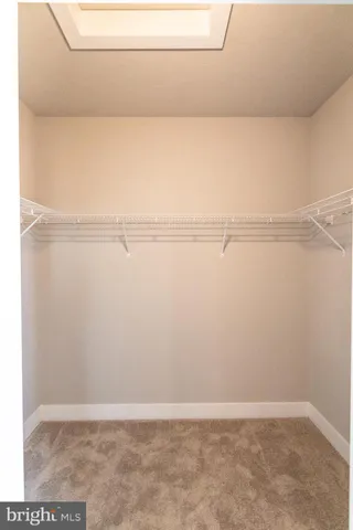 a view of an empty walk in closet
