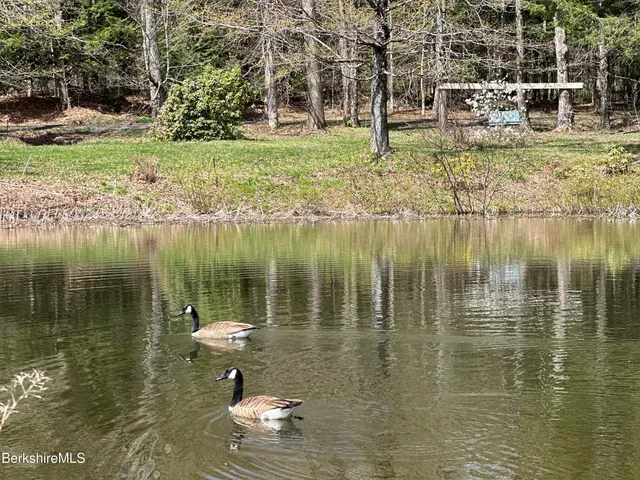 a room with a large window and mirror
