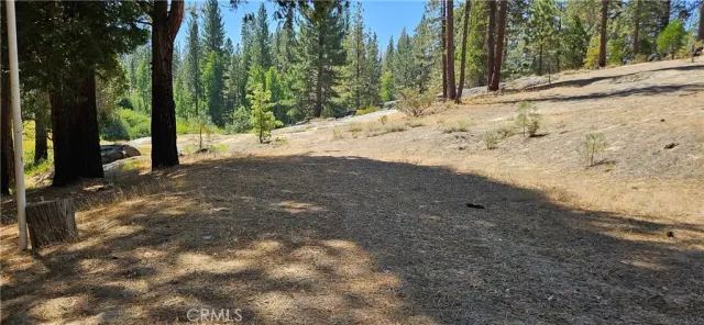 a view of side of a road with trees in the background