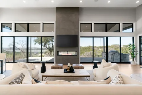 a living room with furniture