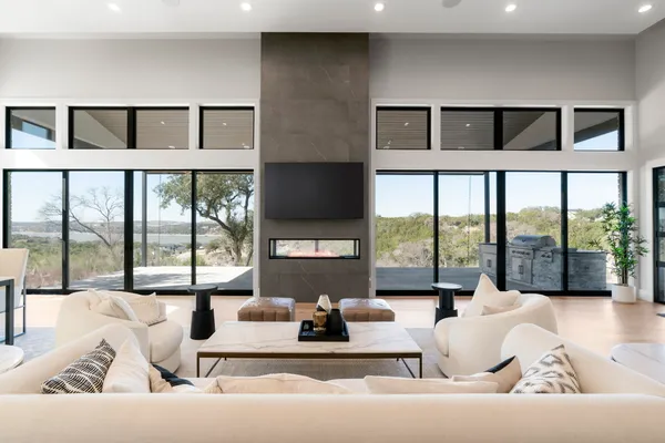 a living room with furniture