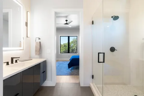 a bathroom with a shower