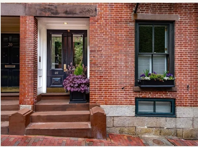 a view of a building and a street