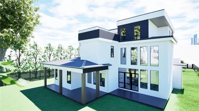 a front view of a house with yard porch and furniture