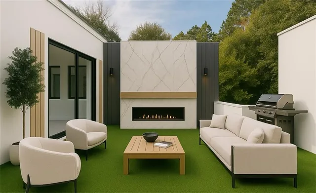 en bathroom with a bathtub and a window