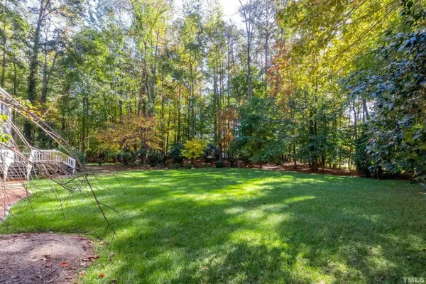 a view of a grassy field with trees