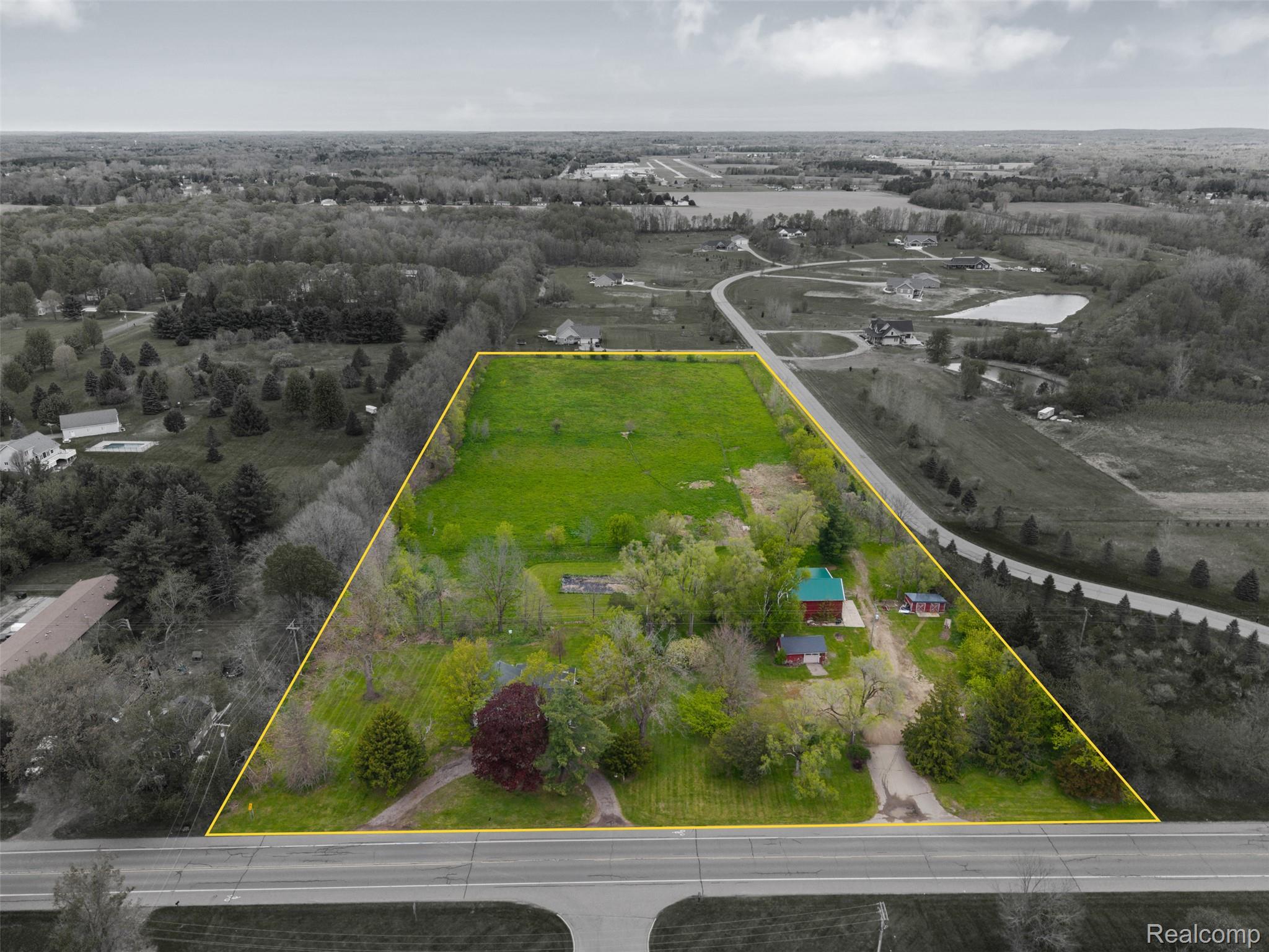1775 Imlay City Road Lapeer, MI 48446 - Photo 49 of 60 Aerial view of sparsely populated area featuring property boundaries highlighted