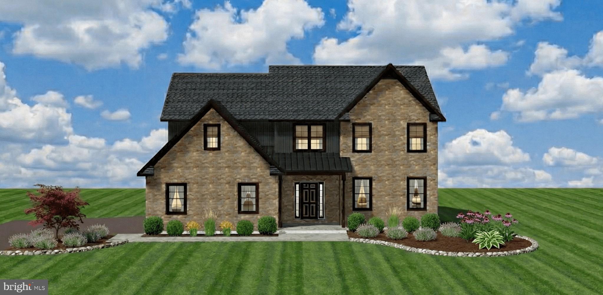 a front view of house with a garden