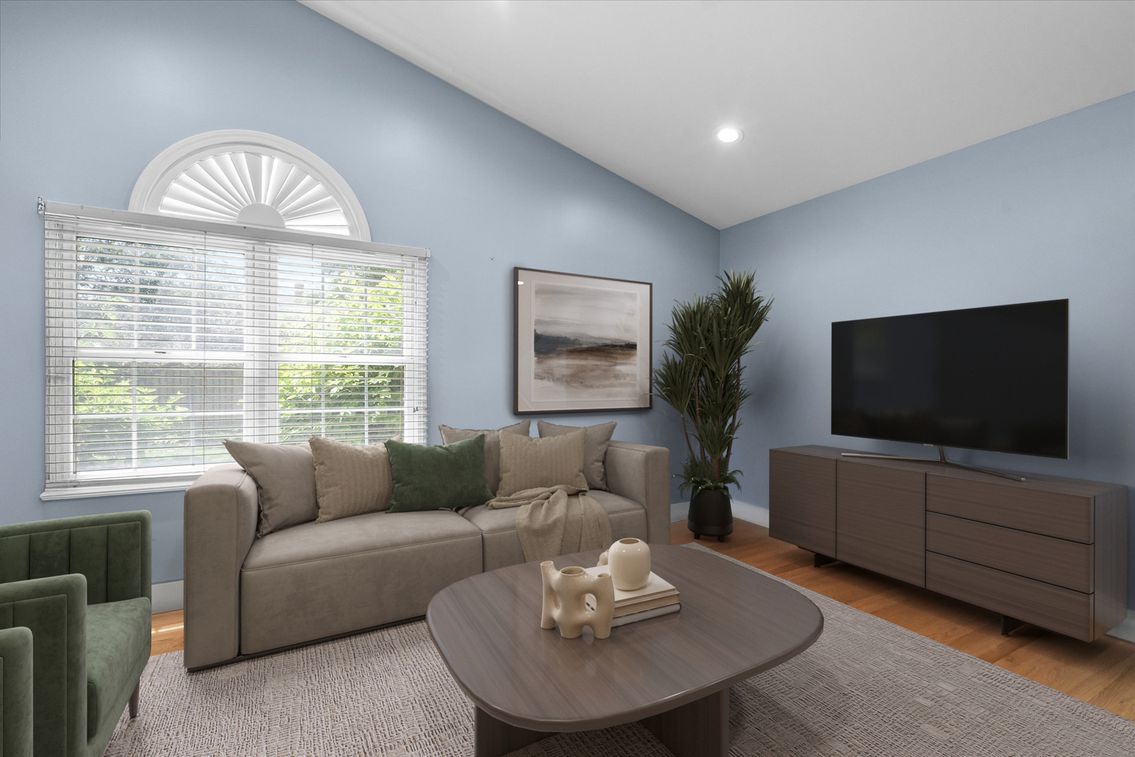 838 Havenshire Road Naperville, IL 60565 - Photo 21 of 48 a living room with furniture a flat screen tv and a large window