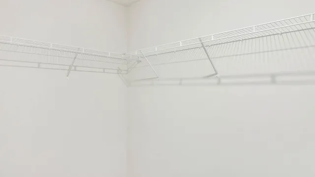 a view of a room with racks on the wall