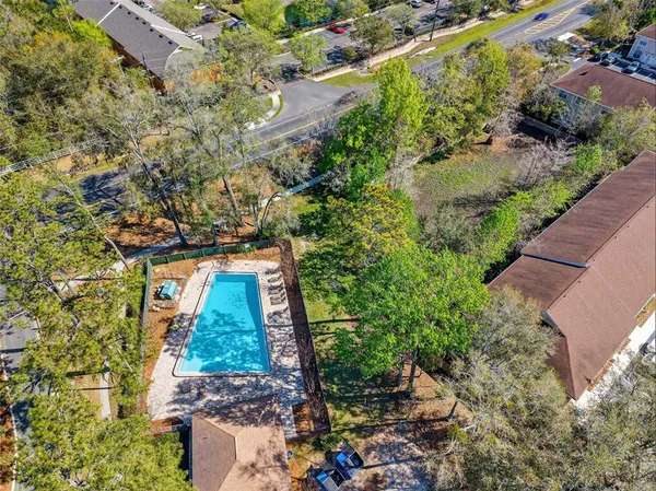 an aerial view of a house