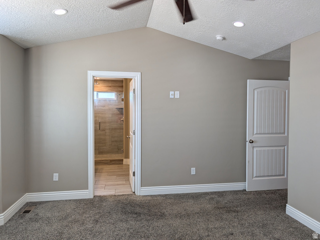 171 South Mustang Road East Grantsville, UT 84029 - Photo 17 of 41 Interior space featuring vaulted ceilings, recessed lighting, and a ceiling fan