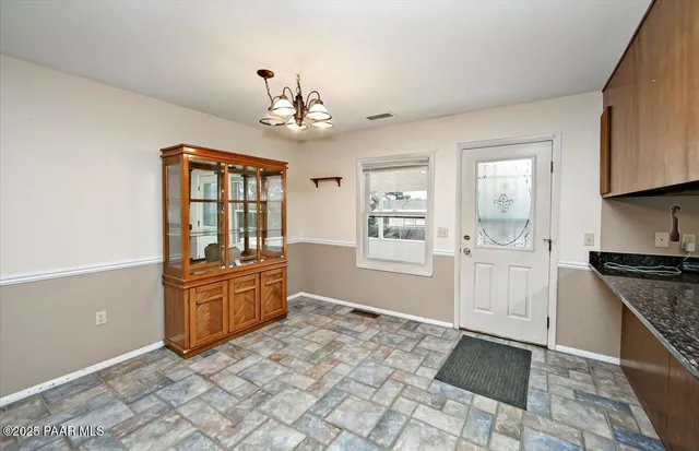 a large room with chandelier