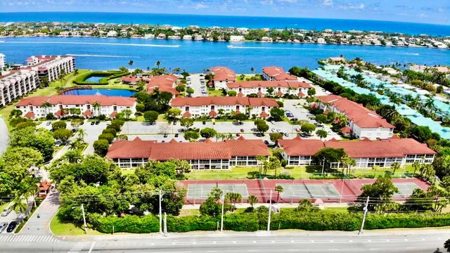 a view of street with an ocean view