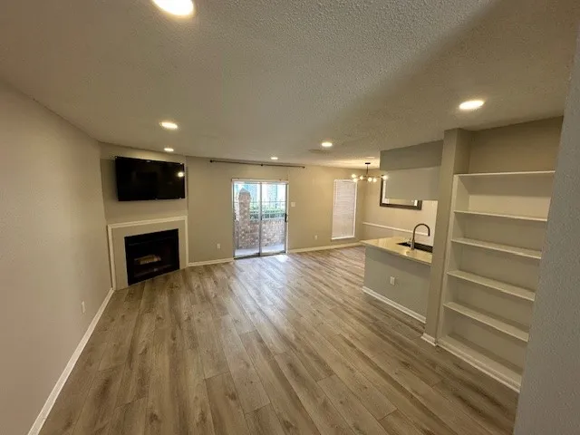 a view of a livingroom with a fireplace