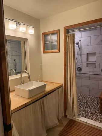 a bathroom with a shower